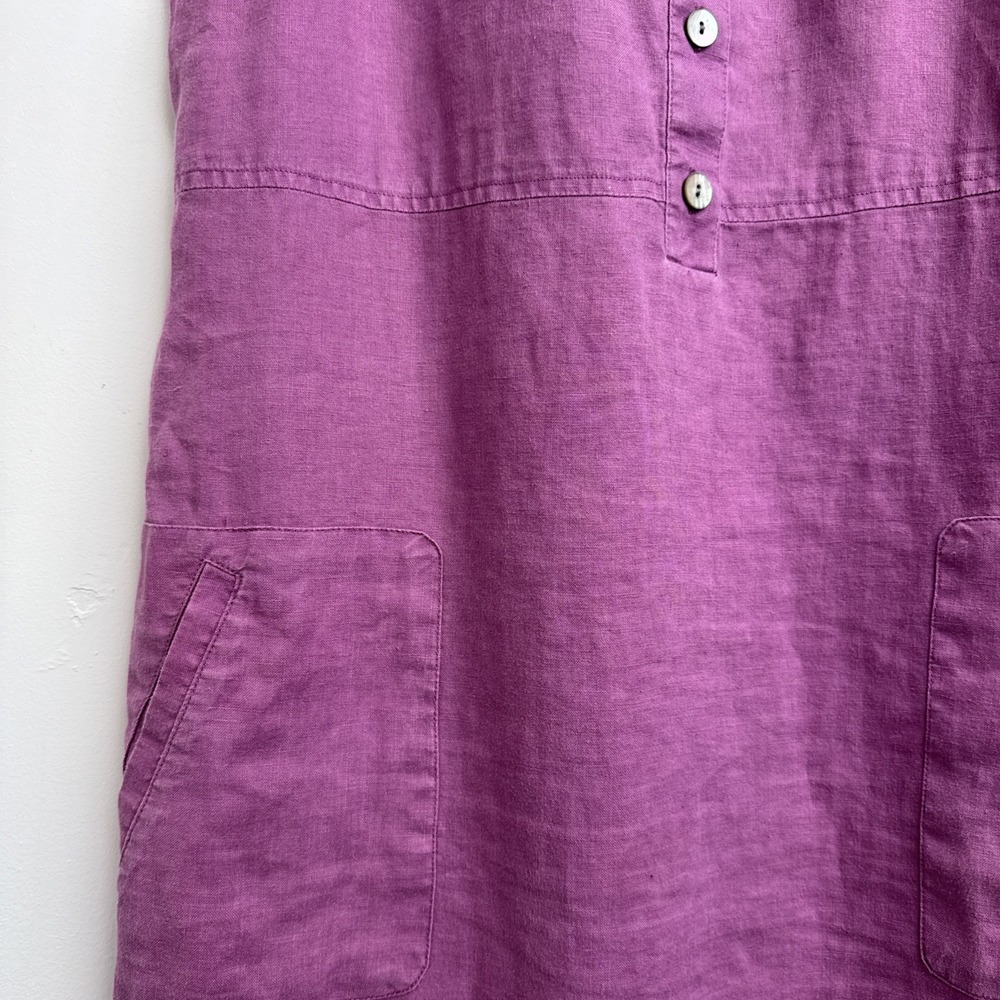 J. Jill Love Linen Maxi Dress M Pink Sleeveless Summer Button Up Preppy Womens - Picture 5 of 12